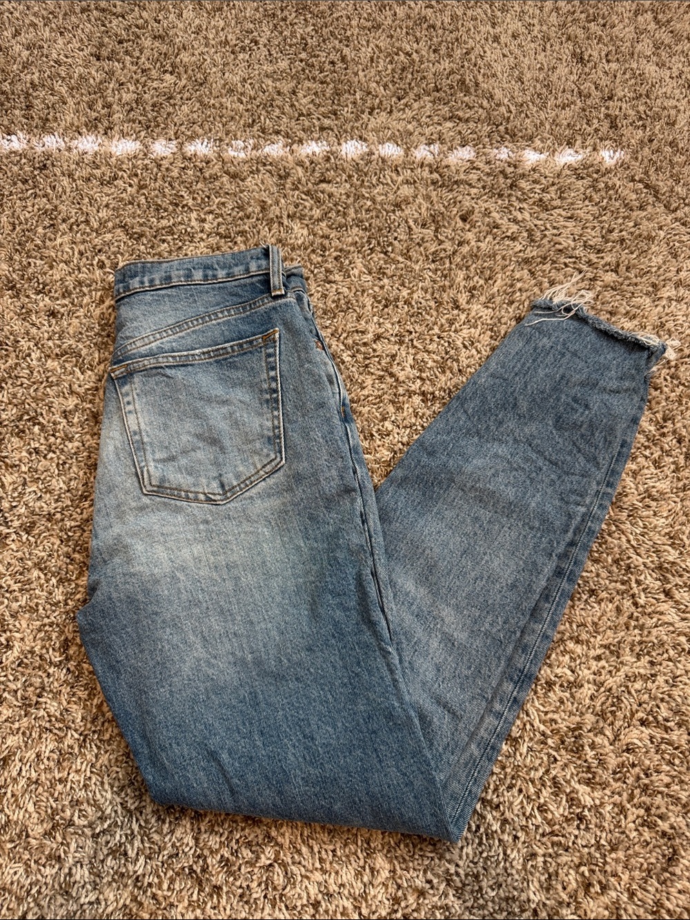 We The Free Free People Distressed Button Fly Straight Leg Jeans Size 27